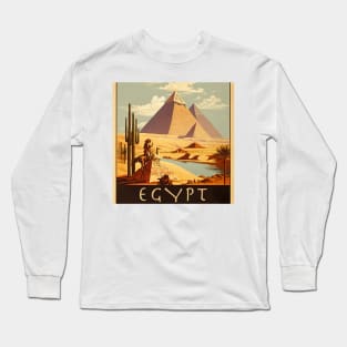 Egypt Pyramids Vintage Travel Art Poster Long Sleeve T-Shirt